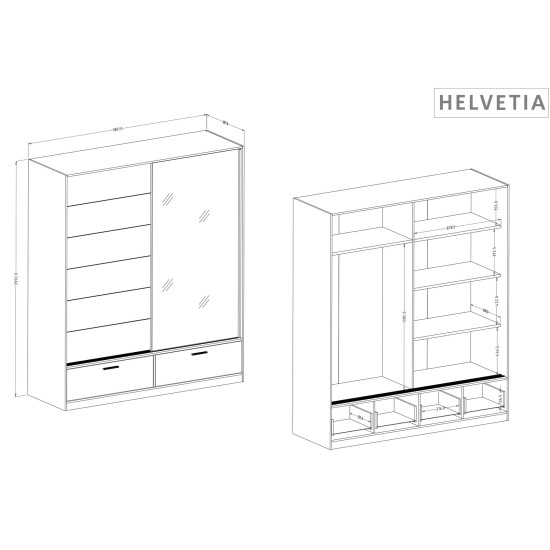 Шкаф BETA Helvetia 180 см, дуб мовелла