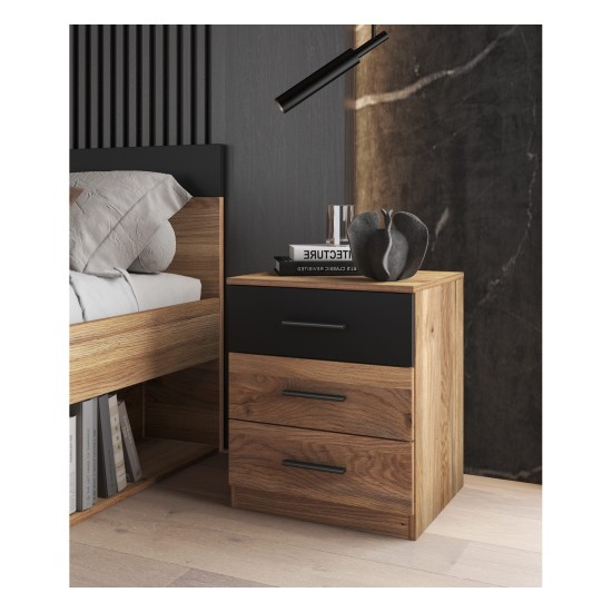 Bedside table BETA Helvetia 46 cm, mauvella oak