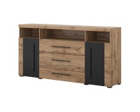 Chest of drawers ROGER 182 cm, wotan oak with black