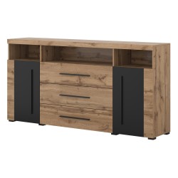 Chest of drawers ROGER 182 cm, wotan oak with black Chest of drawers ROGER 182 cm, wotan oak with black