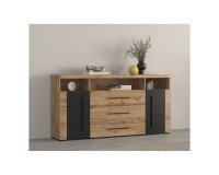 Chest of drawers ROGER 182 cm, wotan oak with black