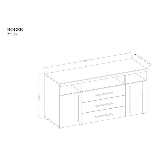Chest of drawers ROGER 182 cm, wotan oak with black Chest of drawers ROGER 182 cm, wotan oak with black