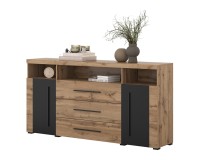 Chest of drawers ROGER 182 cm, wotan oak with black