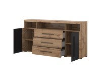 Chest of drawers ROGER 182 cm, wotan oak with black