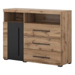 Chest of drawers ROGER 119 cm, wotan oak with black