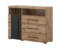 Chest of drawers ROGER 119 cm, wotan oak with black