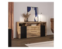 Chest of drawers ROGER 119 cm, wotan oak with black
