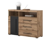 Chest of drawers ROGER 119 cm, wotan oak with black