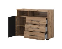 Chest of drawers ROGER 119 cm, wotan oak with black