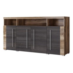 Chest of drawers ROGER 182 cm, satin nussbaum, four doors