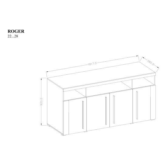 Комод ROGER 182 см, сатиновый орех, четыре двери Комод ROGER 182 см, сатиновый орех, четыре двери