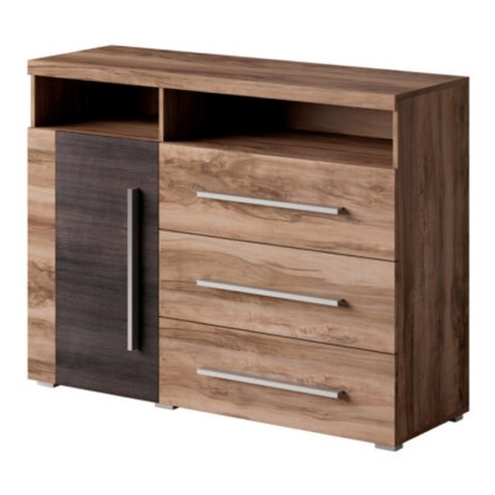 Chest of drawers ROGER 119 cm, satin nussbaum