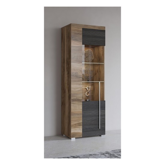 Display cabinet ROGER 55 cm, satin nussbaum, left