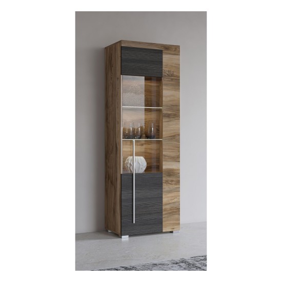 Display cabinet ROGER 55 cm, satin nussbaum, right