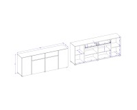 Chest of drawers ASYMETRIC 195 cm, white Chest of drawers ASYMETRIC 195 cm, white