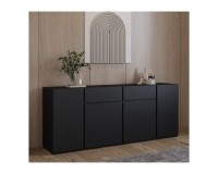 Chest of drawers ASYMETRIC 195 cm, black onyx