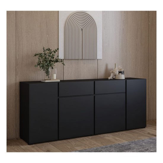 Chest of drawers ASYMETRIC 195 cm, black onyx