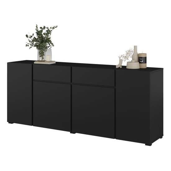 Chest of drawers ASYMETRIC 195 cm, black onyx
