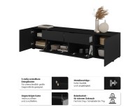 TV unit ASYMETRIC 195 cm, black onyx