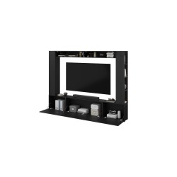 Стенка AURA 261 см, графитовый чёрный с текстурой дерева, пять откидных дверец