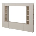 Wall unit AURA 261 cm, cashmere, five flap doors, with two shelving units