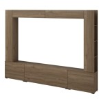 Wall unit AURA 261 cm, royal walnut, five flap doors