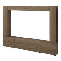 Wall unit AURA 261 cm, royal walnut, five flap doors