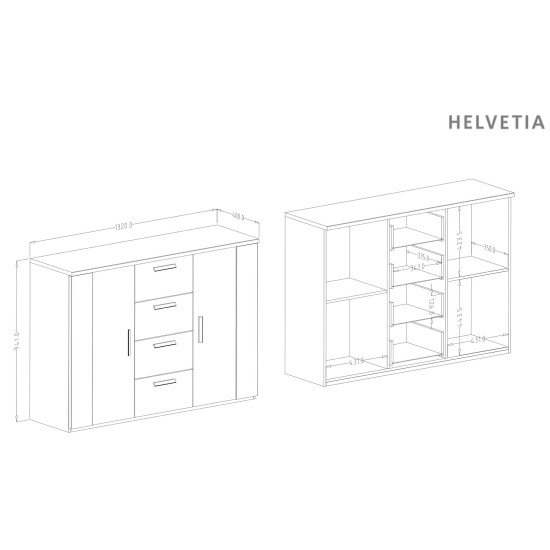 Комод SIGMA Helvetia 132 см, дуб флагстафф