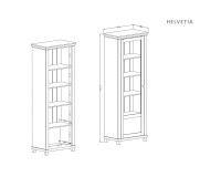 Витрина EVORA Helvetia 71 см, дуб дунин с бежевым, одна дверь, левая