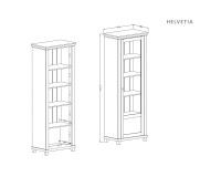 Витрина EVORA Helvetia 71 см, дуб дунин с бежевым, одна дверь, правая