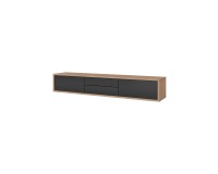 TV unit FRIDA 180 cm, oiled oak with anthracite, two drawers, wall-mountable TV unit FRIDA 180 cm, oiled oak with anthracite, two drawers, wall-mountable