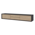 TV unit FRIDA 180 cm, oiled oak with anthracite, two drawers, wall-mountable, type 39