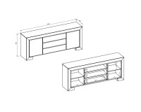 Chest of drawers CUBA II 225 cm, elegant oak
