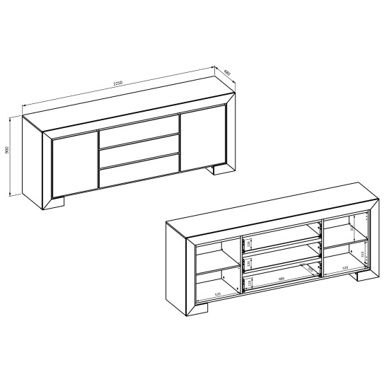 Chest of drawers CUBA II 225 cm, elegant oak Chest of drawers CUBA II 225 cm, elegant oak