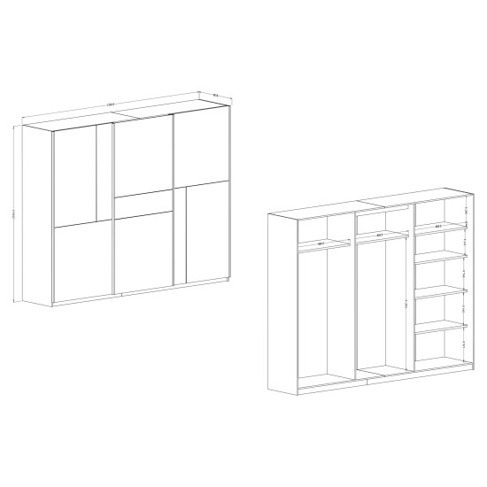 ארון בגדים CUBE 270, קשמיר עם קונגו ארון בגדים CUBE 270, קשמיר עם קונגו