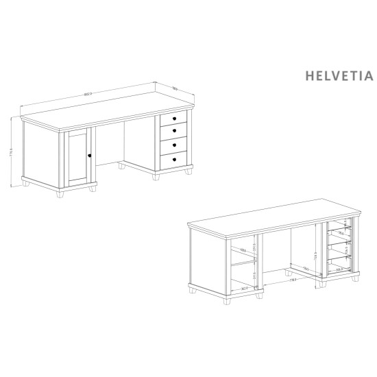 Desk EVORA Helvetia 180 cm, green