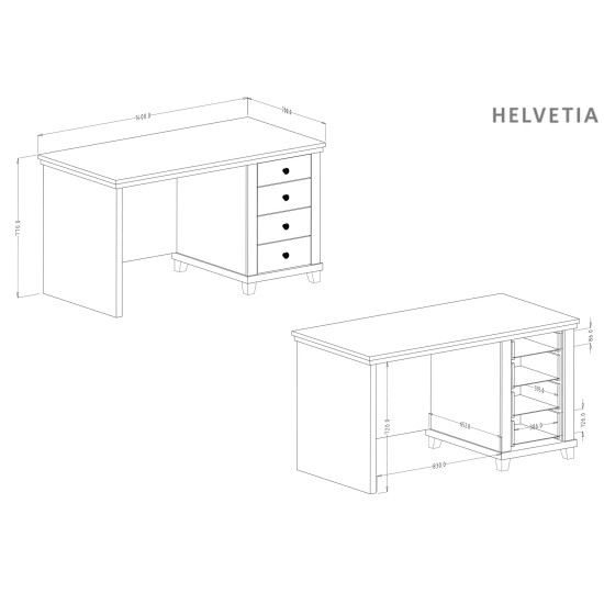 Стол письменный EVORA Helvetia 140 см, зелёный