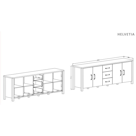 Chest of drawers OLIN Helvetia 220 cm, Appenzeller spruce Chest of drawers OLIN Helvetia 220 cm, Appenzeller spruce