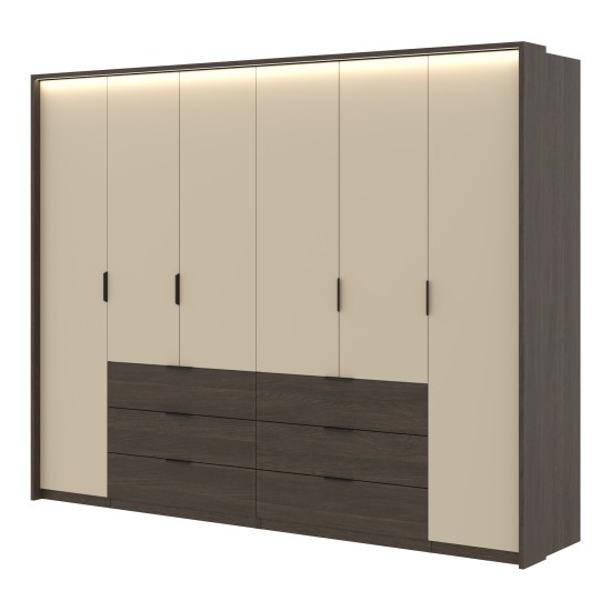 Wardrobe MOLA 274 cm, Dunin oak with light beige