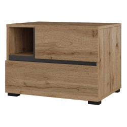 Bedside table CROSS Helvetia 55 cm, wotan oak with black