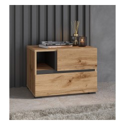Bedside table CROSS Helvetia 55 cm, wotan oak with black Bedside table CROSS Helvetia 55 cm, wotan oak with black