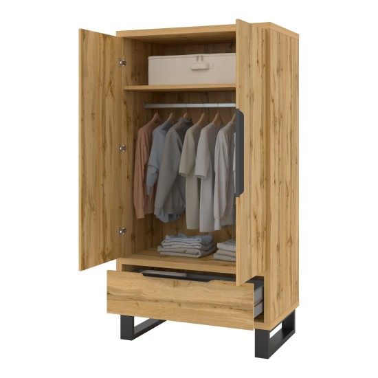Wardrobe HALLE Helvetia 99 cm, wotan oak