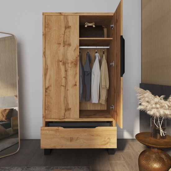 Wardrobe HALLE Helvetia 99 cm, wotan oak