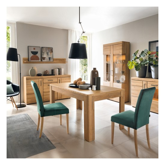 Chair M109, bottle green fabric with beech legs