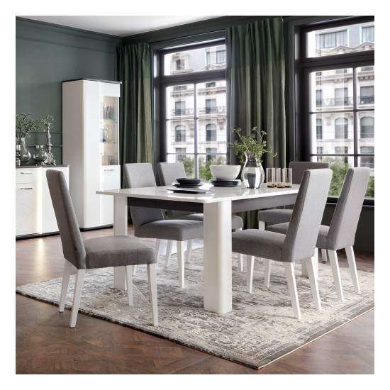 Chair O211, steel grey with white legs