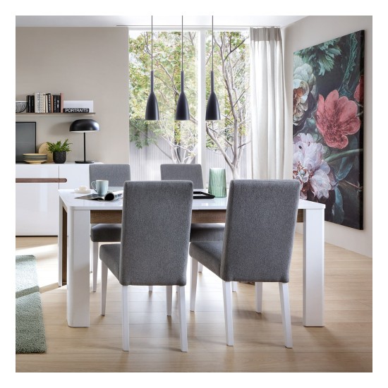 Chair O211, steel grey with white legs