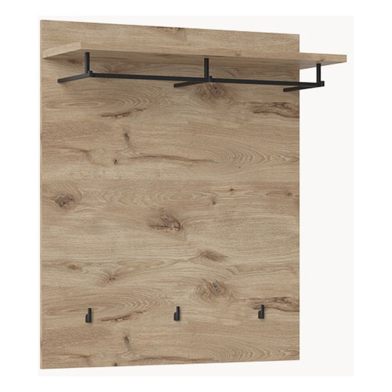 Wall panel with a shelf and hooks SPRING 86 cm, Viking oak with anthracite Wall panel with a shelf and hooks SPRING 86 cm, Viking oak with anthracite