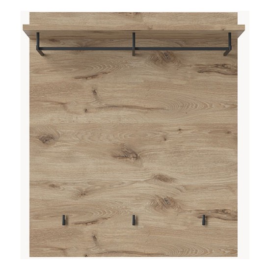 Wall panel with a shelf and hooks SPRING 86 cm, Viking oak with anthracite Wall panel with a shelf and hooks SPRING 86 cm, Viking oak with anthracite