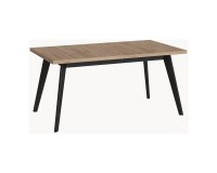 Extending dining table 160-200 cm, wood decor with black legs