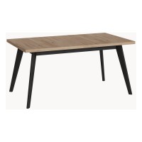 Extending dining table 160-200 cm, wood decor with black legs